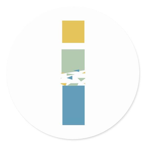 Modern Abstract Letter I Monogram Personalized Classic Round Sticker