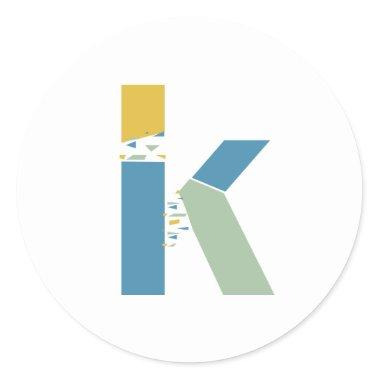 Modern Abstract Letter K Monogram Personalized Classic Round Sticker