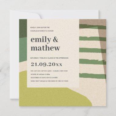 MODERN ABSTRACT LIME GREEN ART COUPLES SHOWER Invitations