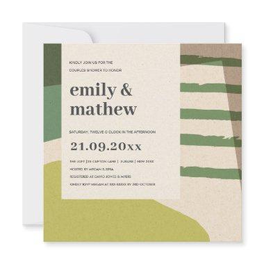 MODERN ABSTRACT LIME GREEN ART COUPLES SHOWER Invitations