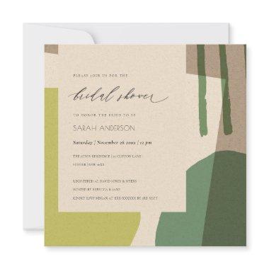 MODERN ABSTRACT LIME GREEN ARTISTIC BRIDAL SHOWER Invitations