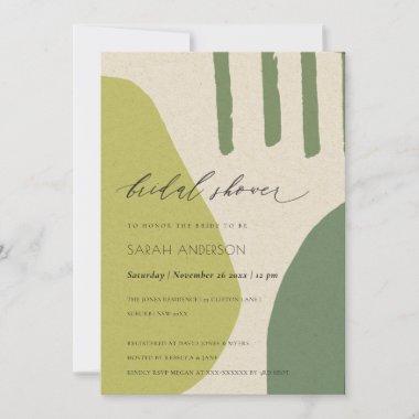 MODERN ABSTRACT LIME GREEN ARTISTIC BRIDAL SHOWER Invitations