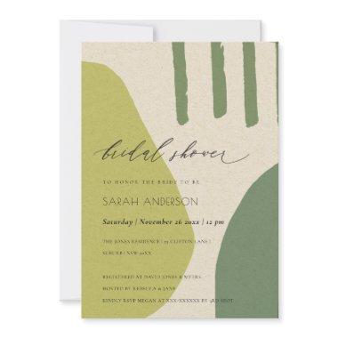 MODERN ABSTRACT LIME GREEN ARTISTIC BRIDAL SHOWER Invitations