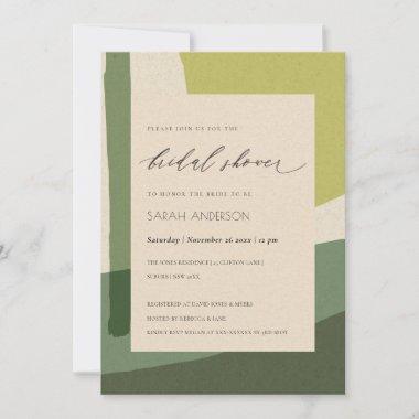 MODERN ABSTRACT LIME GREEN ARTISTIC BRIDAL SHOWER Invitations