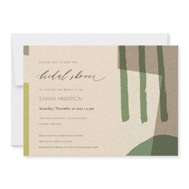 MODERN ABSTRACT LIME GREEN ARTISTIC BRIDAL SHOWER Invitations