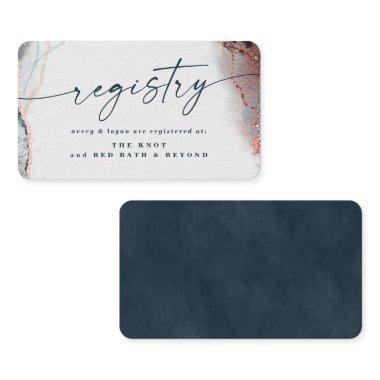 Modern Abstract Navy & Rose Gold Wedding Registry Enclosure Invitations