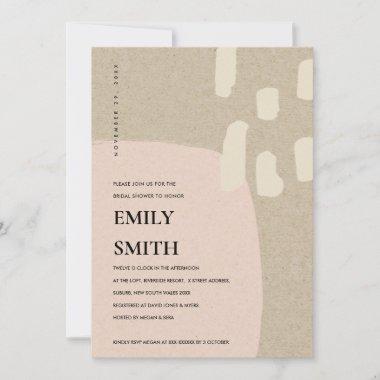 MODERN ABSTRACT PEACH PINK BRIDAL SHOWER INVITE