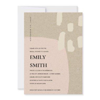 MODERN ABSTRACT PEACH PINK BRIDAL SHOWER INVITE