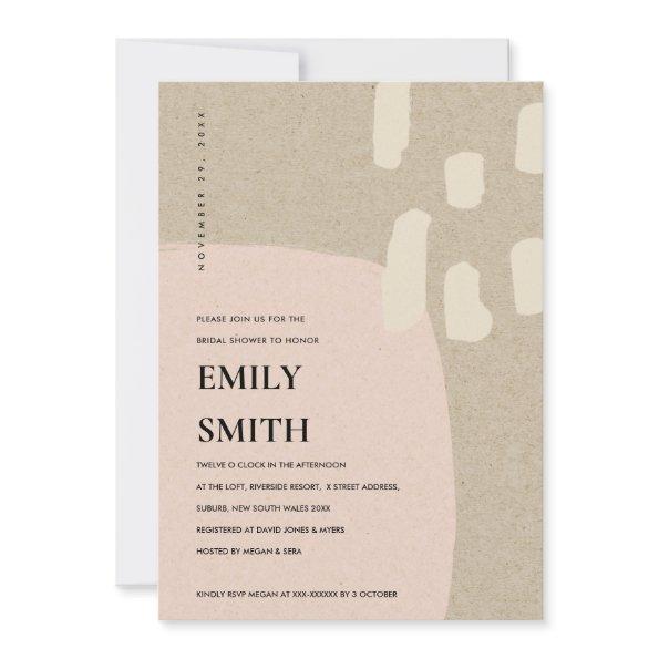 MODERN ABSTRACT PEACH PINK  INVITE