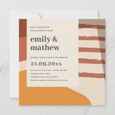 MODERN ABSTRACT RUST YELLOW ART COUPLES SHOWER Invitations