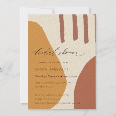 MODERN ABSTRACT RUST YELLOW ARTISTIC BRIDAL SHOWER Invitations
