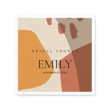 MODERN ABSTRACT RUST YELLOW ARTISTIC BRIDAL SHOWER NAPKINS