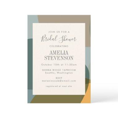 Modern Abstract Shapes Teal Taupe Bridal Shower Invitations