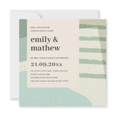 MODERN ABSTRACT SOFT AQUA BLUE ART COUPLES SHOWER Invitations