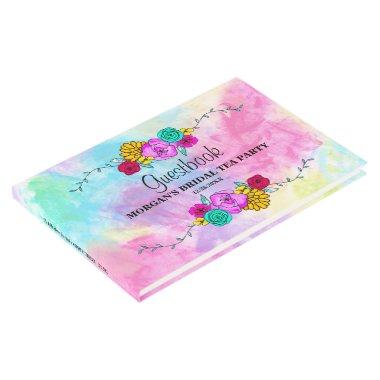 Modern Abstract Watercolor Floral Bridal Shower Guest Book