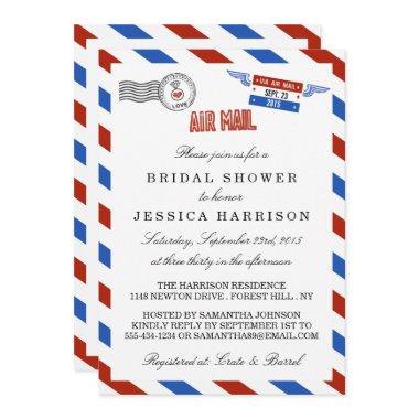 Modern Airmail Bridal Shower Invitations