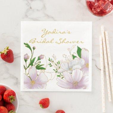 Modern Airy Outlined Soft Pink Bridal Shower Paper Dinner Napkins
