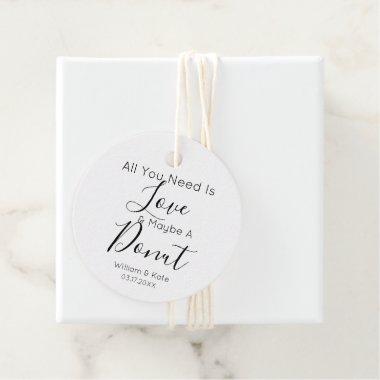 Modern All You Need Is Love Donut Treat Wedding Favor Tags