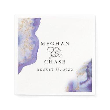 Modern Amethyst Watercolor Geode BarefootBride™ Napkins