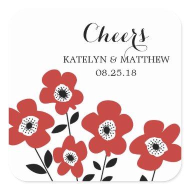 Modern Anemone | Wedding Square Sticker