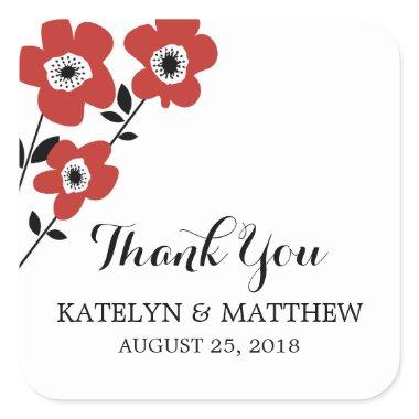 Modern Anemone | Wedding Square Sticker