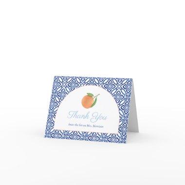 Modern Arch Blue Tile Citrus  Thank You