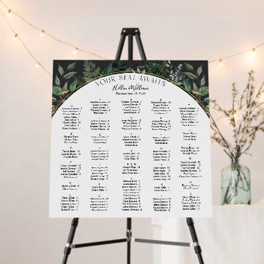 Modern arch Botanic Leaves wedding seating chart F Foam Board