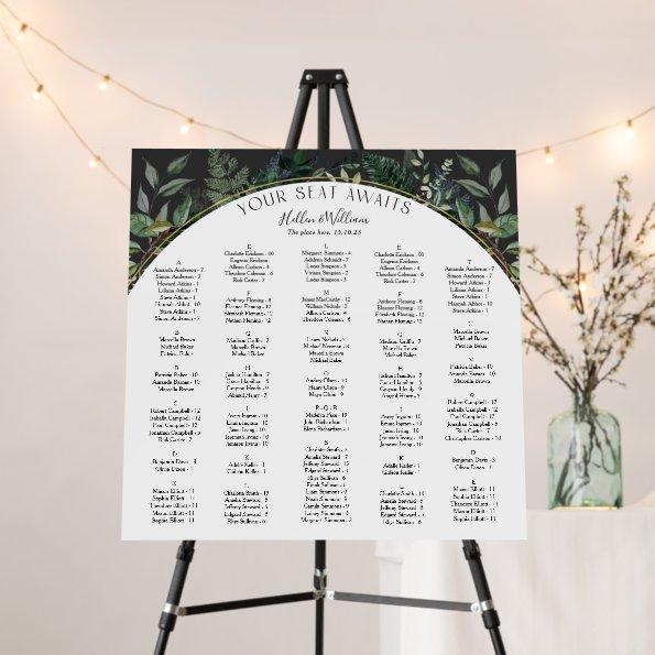 Modern arch Botanic Leaves wedding seating chart F Foam Board
