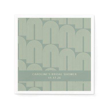 Modern Arch Line Art Sage Custom Bridal Shower Napkins