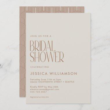 Modern Arch Lines Geometric Brown Bridal Shower Invitations