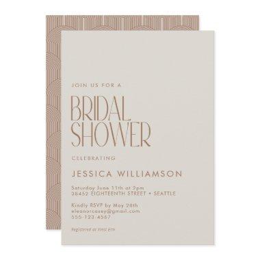 Modern Arch Lines Geometric Brown Bridal Shower Invitations