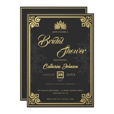 Modern Art Deco Peacock Gold Black
