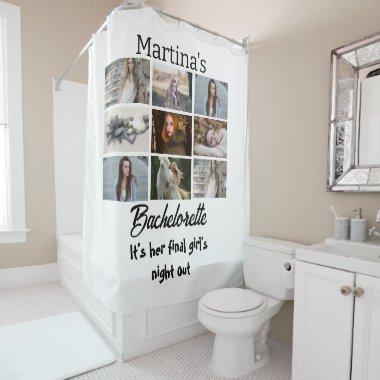 Modern Bachelorette personalized 9 Photo Collage Shower Curtain