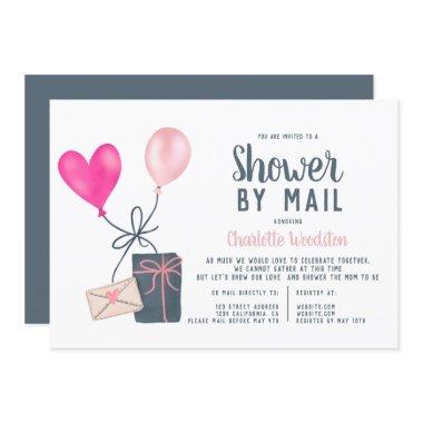 modern balloons illustration baby shower by mail Invitations