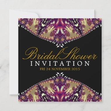 Modern Batik Gold+Burgundy Bridal Shower Invitatio Invitations