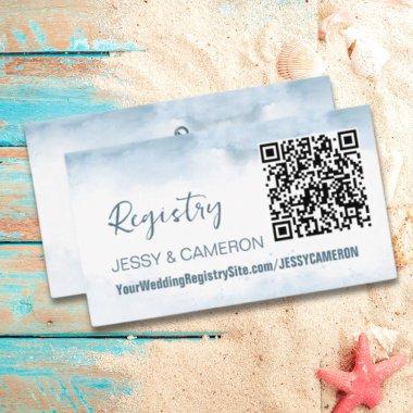 Modern Beach Nautical QR Code Wedding Registry Enclosure