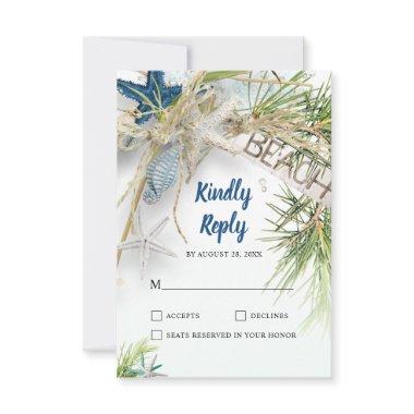 Modern Beach Theme Wedding RSVP Card