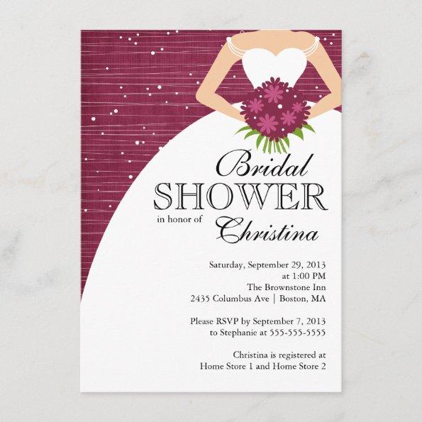 Modern Beautiful Bride Bridal Shower Invitations