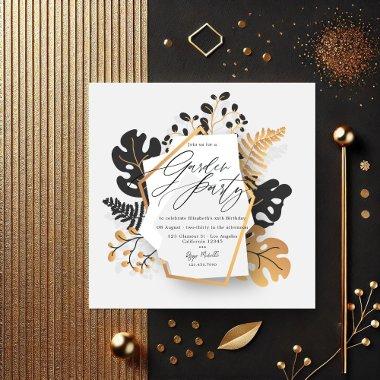 Modern Black and Gold Botanical Garden Party