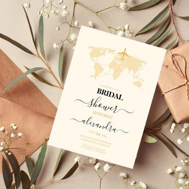 Modern Black and Gold Destination Passport Bridal Invitations