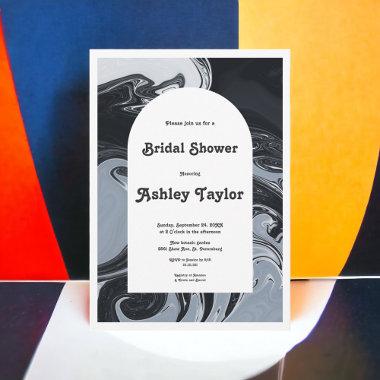 Modern Black And White Abstract Bridal Shower Invitations