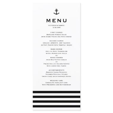 Modern Black and White Anchor Nautical Wedding Menu