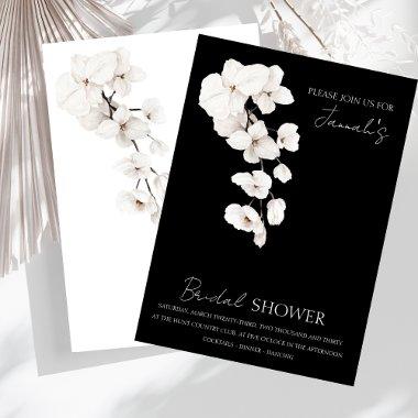 Modern Black and White Orchids Bridal Shower Invitations