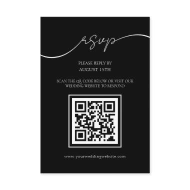 Modern Black and White QR Code Wedding RSVP Card