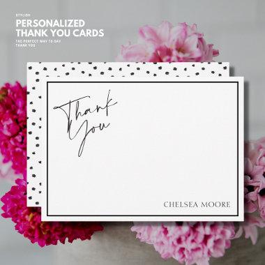Modern Black and White Spot Flat Thank You Invitations