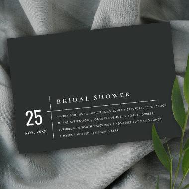 MODERN BLACK AND WHITE TYPOGRAPHY BRIDAL SHOWER Invitations