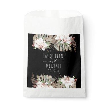 Modern Black Blush Floral Seaside Jungle Foliage Favor Bag