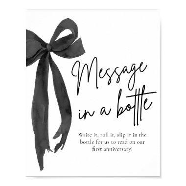 Modern Black Bow Message In A Bottle Sign Game