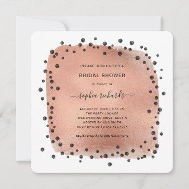 Modern Black Dots and Rose Gold | Bridal Shower Invitations