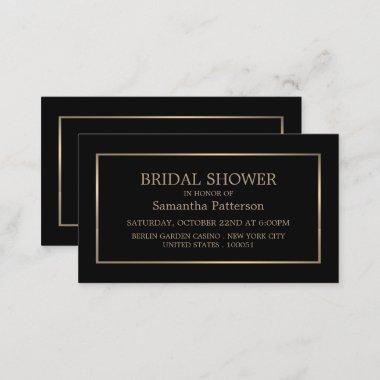 Modern Black & Gold Bridal Shower Ticket Invite